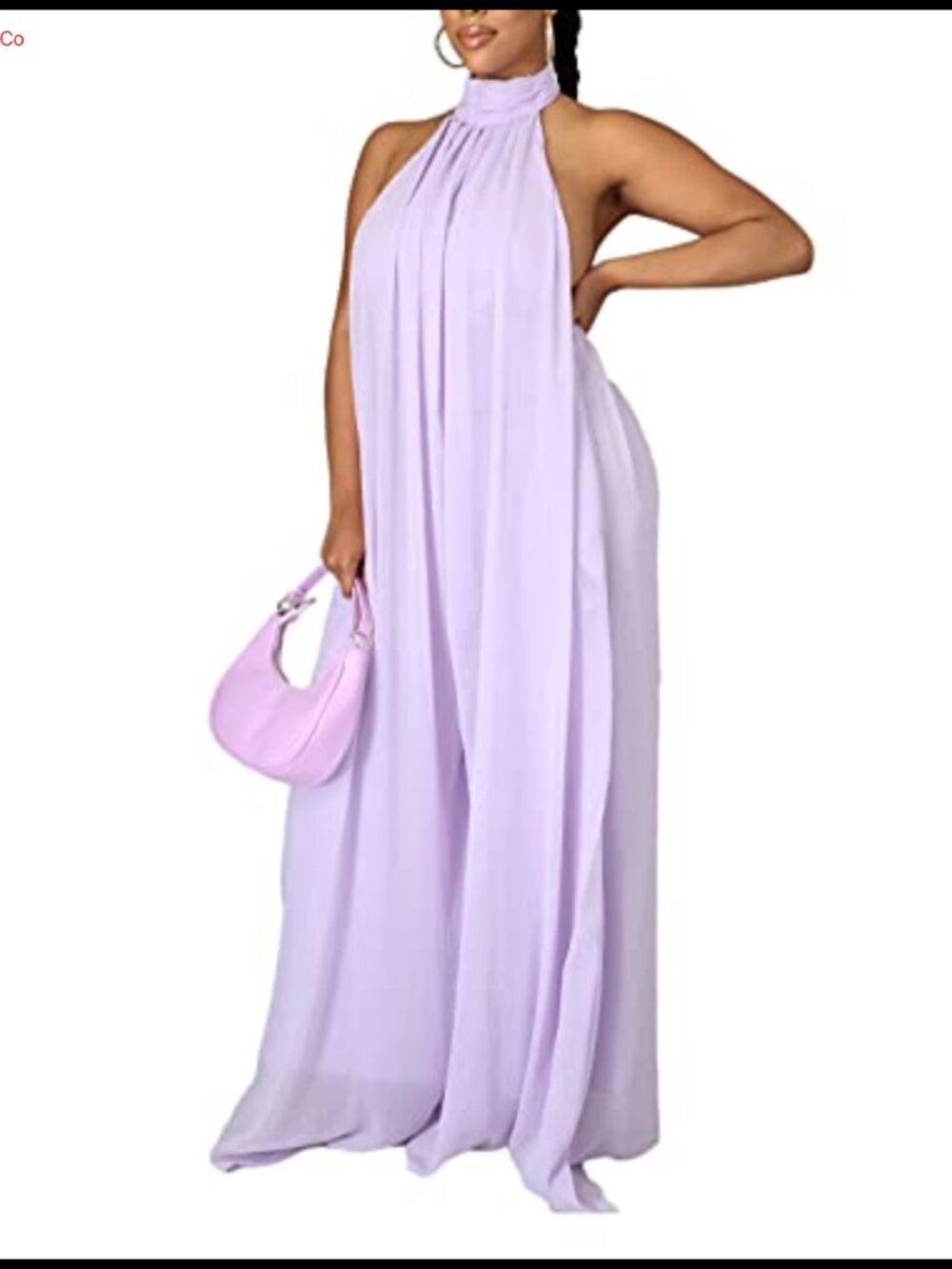 Chiffon Halter Neck Jumpsuit Dressy Wide Leg Sleeveless One Piece